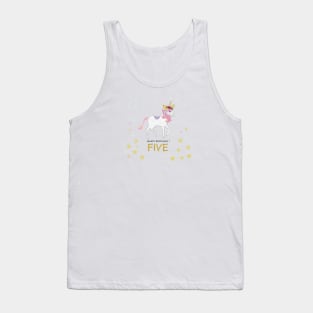 Fifth birthday. Five. Unicorn Birthday invitation. Party invitation greeting card Tank Top